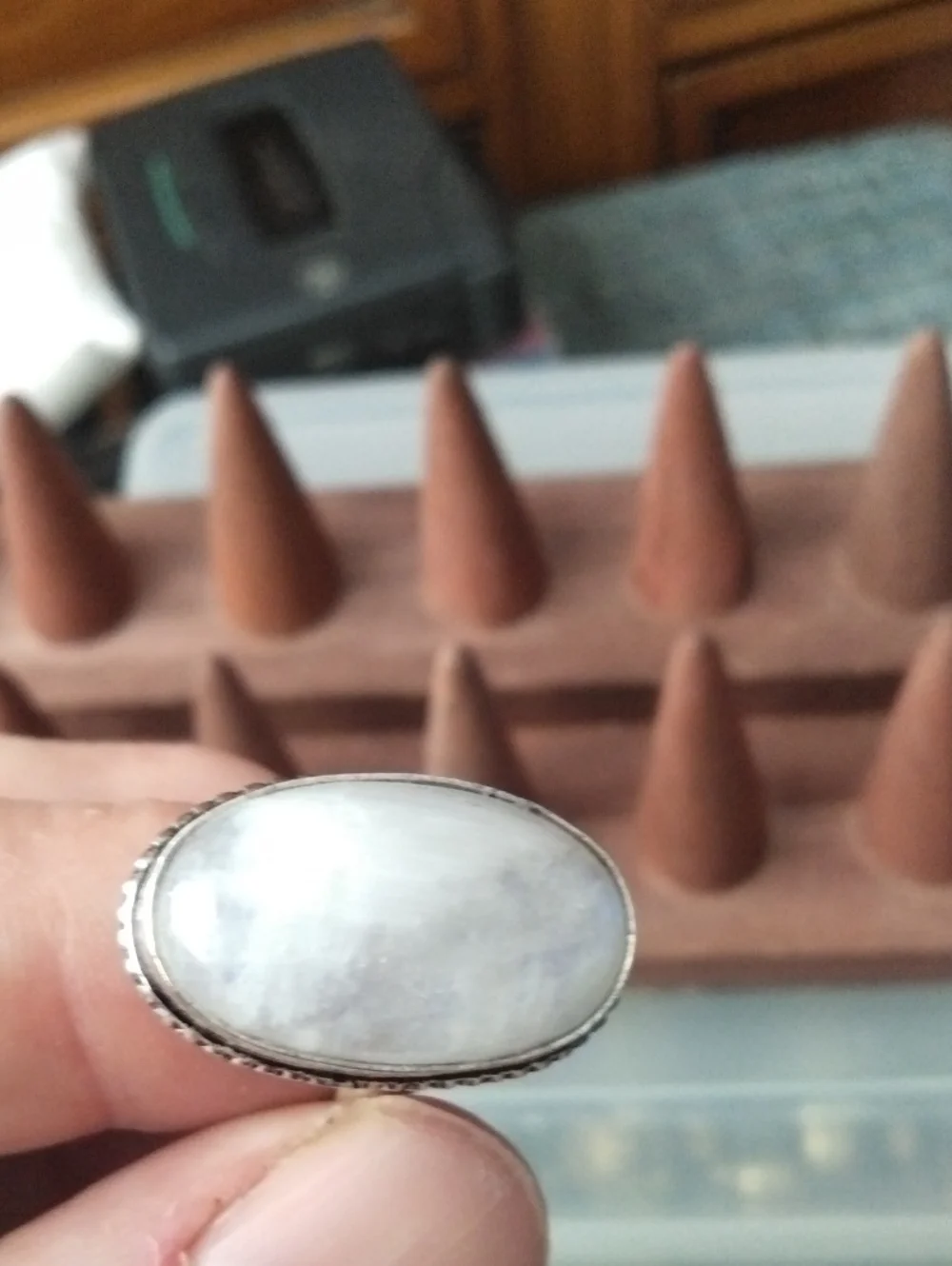 Sterling Silver Oval Moonstone Stone Statement Ring